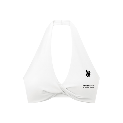 Women's Pleated Halter Sports Bra - DARK LOGO