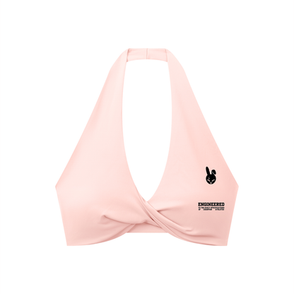 Women's Pleated Halter Sports Bra - DARK LOGO