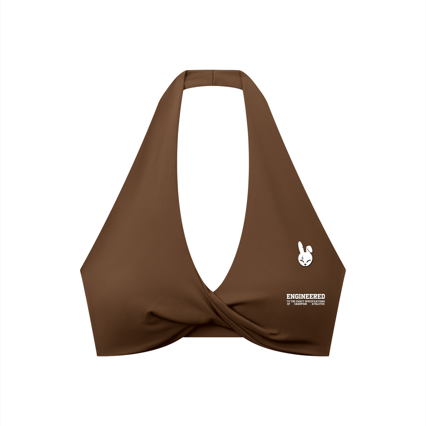 Women's Pleated Halter Sports Bra - LIGHT LOGO