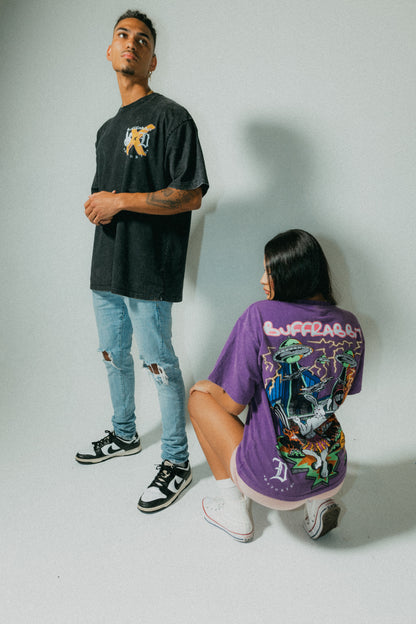 V1 BR || “SpaceDusk” Acid-Washed Vintage Style Tee (DTG) || 250g | Oversized | Unisex  || Sold Out