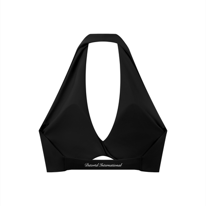 Women's Pleated Halter Sports Bra - LIGHT LOGO