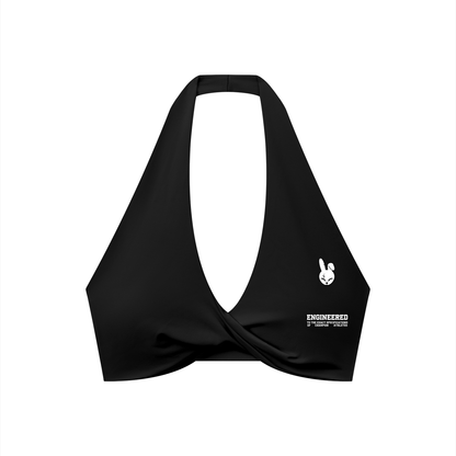 Women's Pleated Halter Sports Bra - LIGHT LOGO