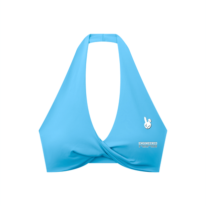 Women's Pleated Halter Sports Bra - LIGHT LOGO
