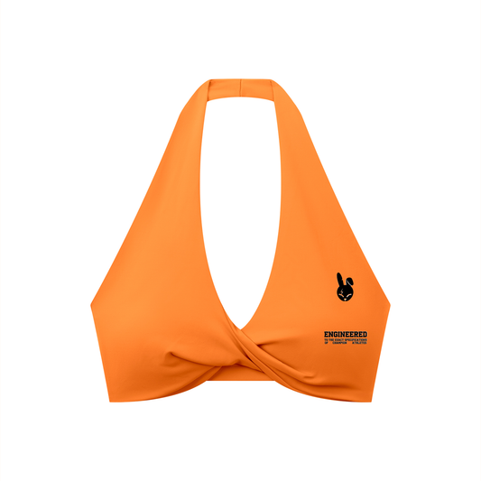 Women's Pleated Halter Sports Bra - DARK LOGO