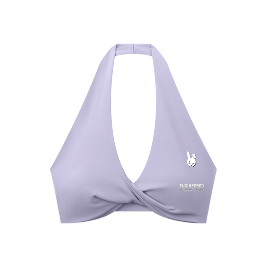 Women's Pleated Halter Sports Bra - LIGHT LOGO