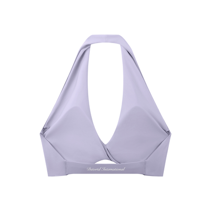 Women's Pleated Halter Sports Bra - LIGHT LOGO
