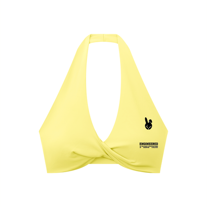 Women's Pleated Halter Sports Bra - DARK LOGO
