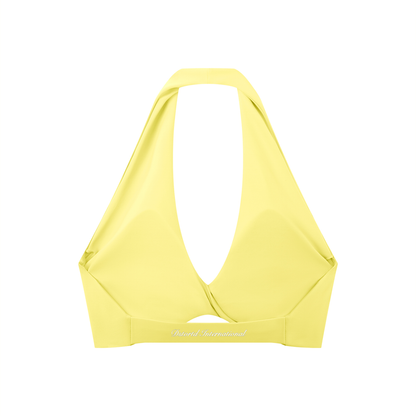 Women's Pleated Halter Sports Bra - DARK LOGO