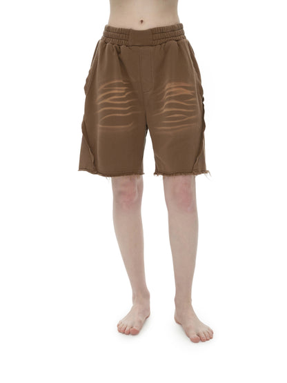 Vintage Washed Tiger Stripes Short Pants