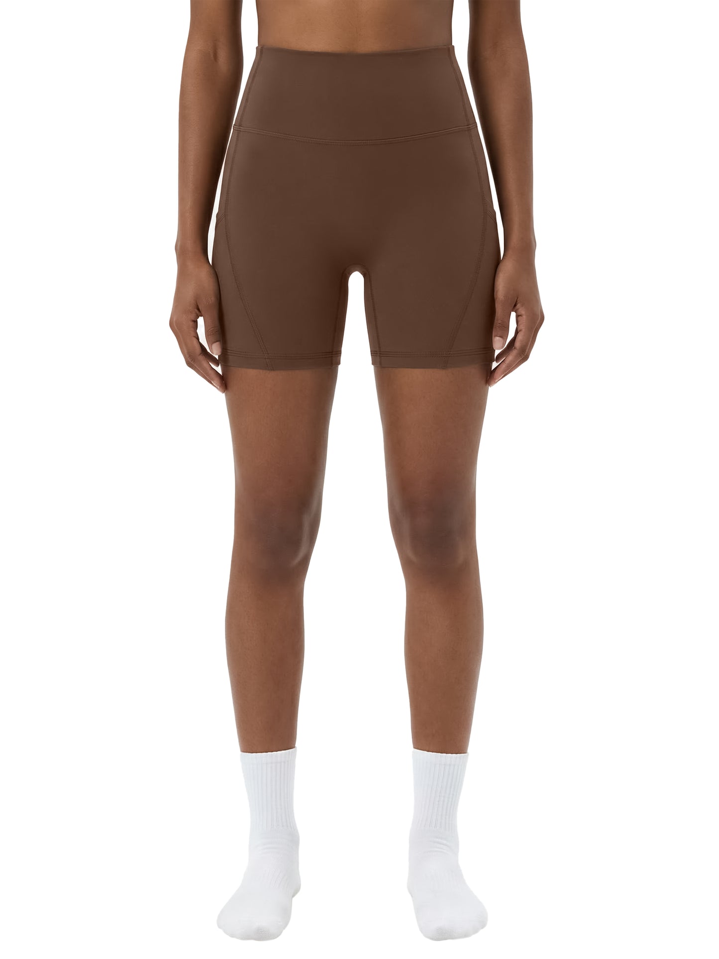 Women's High-Waisted Pocket Biker Shorts - DARK LOGO