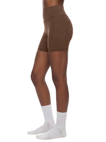 Women's High-Waisted Pocket Biker Shorts - LIGHT LOGO