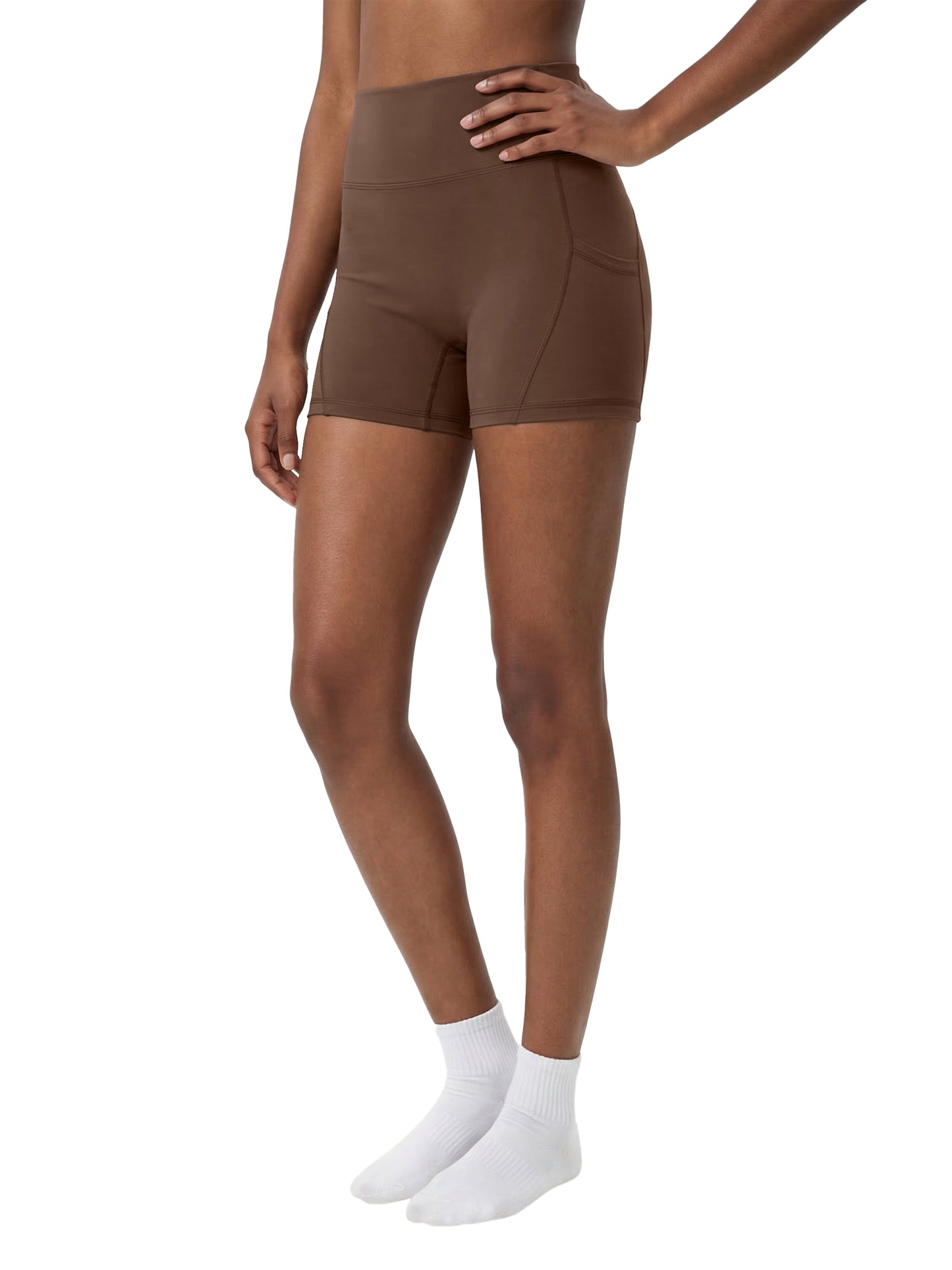 Women's High-Waisted Pocket Biker Shorts - DARK LOGO